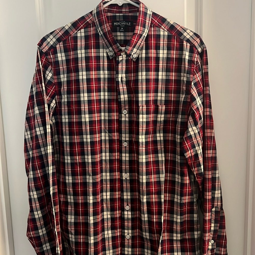 J. Crew Mercantile Plaid slim performance dress shirt